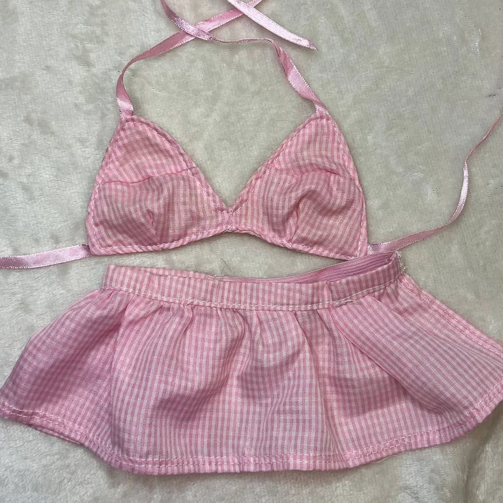 Pet Dog Tiny Pink Checked Bikini SZ X Small